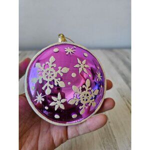 Living quarters purple snowflake sprinkle round ornament Xmas tree